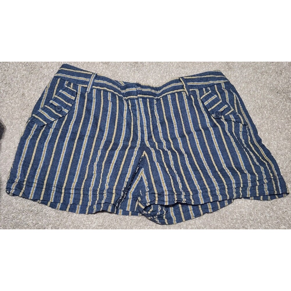 Ruff Hewn Blue Yellow Striped Cotton Shorts Casual Size 10